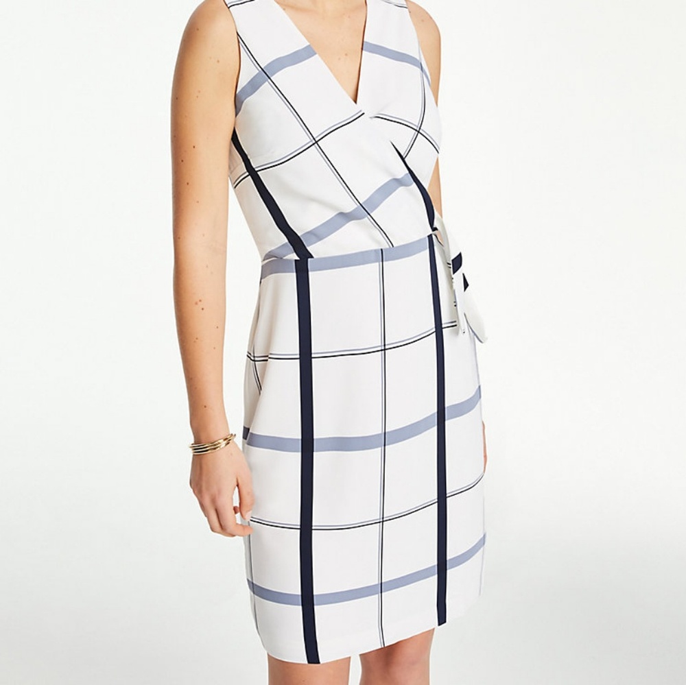 Ann Taylor Petite Plaid Wrap Sheath Dress NWT